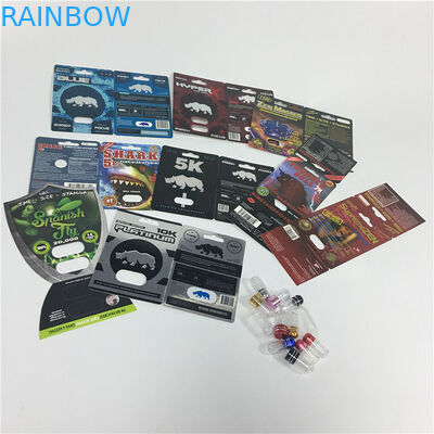 Logo maschio d'imballaggio di abitudine delle pillole del sesso di rinoceronte del farmaco di potenziamento di stampa della carta di seta della bolla