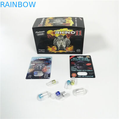 Pacchetti maschii della capsula di potenziamento su misura logo della pantera nera di rinoceronte di imballaggio di bolla delle pillole del sesso