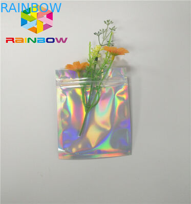 Sacchi di carta su misura chiusura lampo dell'ologramma di Mylar per i prodotti dei cosmetici della colla del ciglio