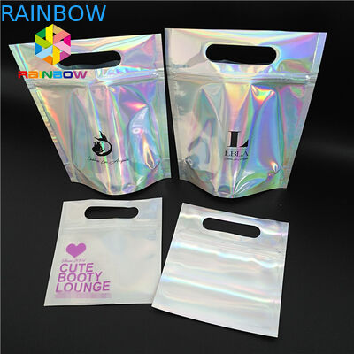 Stagnola olografica della chiara del cosmetico di rotocalcografia delle borse maniglia di plastica della cima per i vestiti/guanto