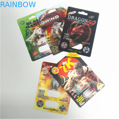 Le pillole maschii durevoli di potenziamento che imballano le serie 3D di rinoceronte carda il blister della capsula