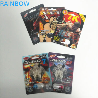 Carte di carta d'imballaggio della bolla della pillola di rinoceronte del blister felice di tempo della Buffalo su ordinazione