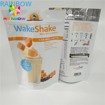 I sacchetti di plastica che imballano, del commestibile di alluminio stanno su insacca il bene durevole a chiusura lampo