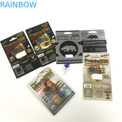 Il RINOCERONTE 8/11/25 di pillola maschio 3d della prestazione di potenziamento dell'imballaggio della carta della bolla dell'esposizione svuota il contenitore