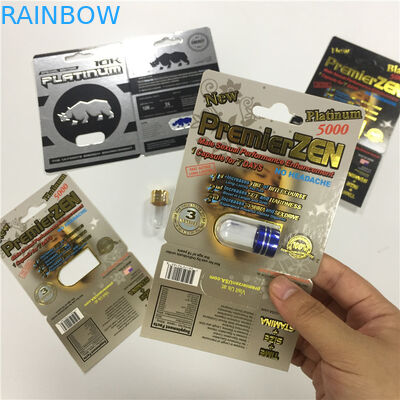 Il RINOCERONTE 8/11/25 di pillola maschio 3d della prestazione di potenziamento dell'imballaggio della carta della bolla dell'esposizione svuota il contenitore