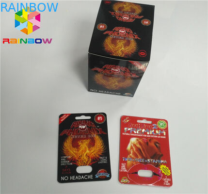 scatola di presentazione d'imballaggio della bolla di plastica della carta della bolla di rinoceronte 3d per le pillole del sesso delle capsule