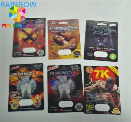 Pacchetto straniero d'imballaggio della capsula delle pillole della carta di rinoceronte 3d della polvere della carta su ordinazione della bolla