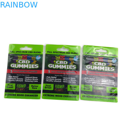 Sacchetti di plastica della borsa piana di Mylar che imballano foro d'attaccatura sigillato tre lati per Cbd Gummies