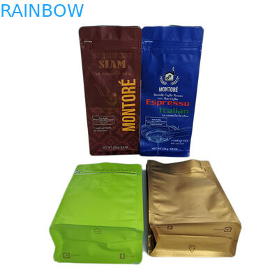Bustine di tè termosaldate del di alluminio, borse risigillabili del sacchetto del caffè del fondo piatto con la valvola