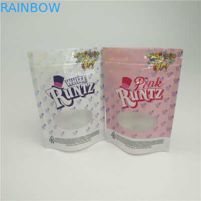 Borsa d'imballaggio di erbe della prova dell'odore la borsa a chiusura lampo con la finestra per l'imballaggio gommoso freddo della canapa CBD