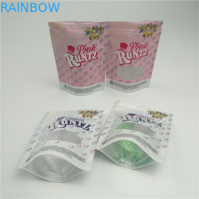 Borsa d'imballaggio di erbe della prova dell'odore la borsa a chiusura lampo con la finestra per l'imballaggio gommoso freddo della canapa CBD