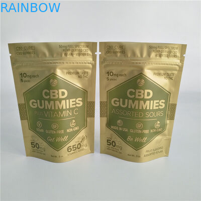 Digital che stampa borsa di Mylar della prova del sacchetto di Matte Gold Stand Up Zipper la piccola per le erbacce