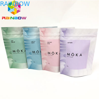 Il supporto laminato della stagnola sulle borse con il sacchetto a chiusura lampo di stampa su ordinazione per lo spuntino/corpo sfrega le borse d'imballaggio su misura