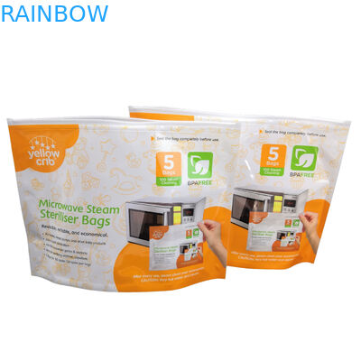 Borse riutilizzabili pulite dello sterilizzatore di microonda del bambino di BPA del vapore libero di cura con la cima a chiusura lampo