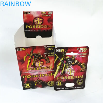 Pillole sessuali del sesso dei supplementi degli uomini della carta della bolla di rinoceronte che imballano il contenitore maschio della capsula della testa di pillola di potenziamento