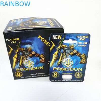 Pillole sessuali del sesso dei supplementi degli uomini della carta della bolla di rinoceronte che imballano il contenitore maschio della capsula della testa di pillola di potenziamento