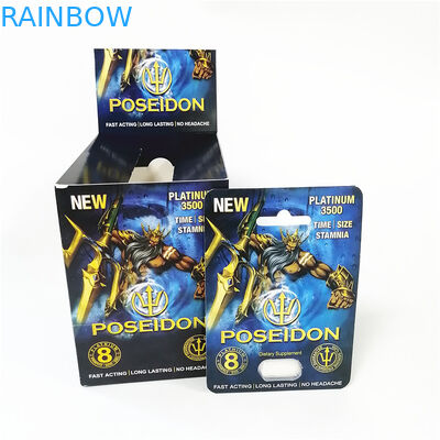 le carte su ordinazione di carta da stampa strappano la linea scatola della tacca di carta rossa blu di Poseidon delle scatole con la bolla