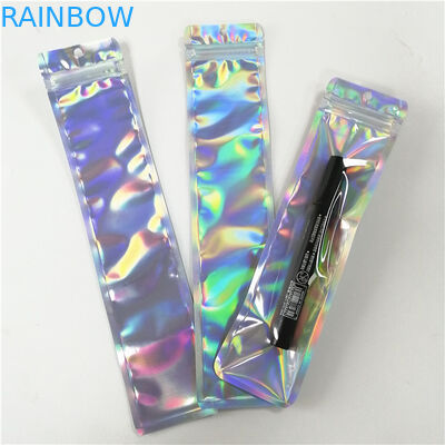 Le borse piane stampate abitudine dell'ologramma di plastica con la chiusura lampo per compongono l'imballaggio della penna dello strumento