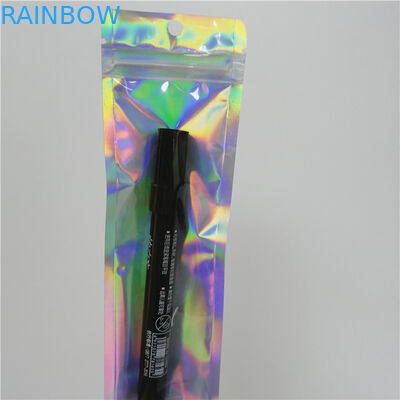 Le borse piane stampate abitudine dell'ologramma di plastica con la chiusura lampo per compongono l'imballaggio della penna dello strumento