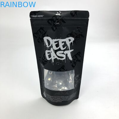 Matt Black Aluminum Foil stampato su ordinazione 250g 1kg 12oz con la chiusura lampo sta sul sacchetto con la chiara borsa della finestra