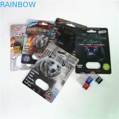 Pillole sessuali di potenziamento che imballano le carte massime della bolla di rinoceronte 150K 3D con la scatola di carta per la capsula del sesso della polvere