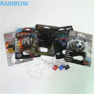 Pillole sessuali di potenziamento che imballano le carte massime della bolla di rinoceronte 150K 3D con la scatola di carta per la capsula del sesso della polvere