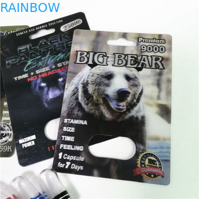 Pillole sessuali di potenziamento che imballano le carte massime della bolla di rinoceronte 150K 3D con la scatola di carta per la capsula del sesso della polvere