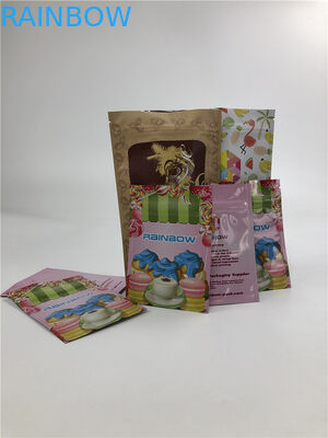 borsa sigillata tre lati di superficie lucida di plastica del di alluminio della borsa piana della chiusura lampo 3.5g per il dado della polpa di noce di cocco dei biscotti