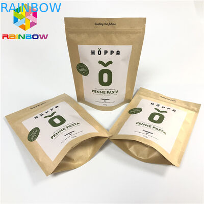 Supporto risigillabile stampato su ordinazione dei sacchi di carta di Brown Kraft sul sacchetto d'imballaggio della carta a chiusura lampo