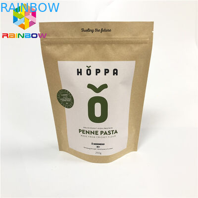 Supporto risigillabile stampato su ordinazione dei sacchi di carta di Brown Kraft sul sacchetto d'imballaggio della carta a chiusura lampo