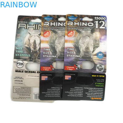 Scatola di presentazione maschio rigida della carta della bolla 3d di rinoceronte 69 della pillola di potenziamento di Rox