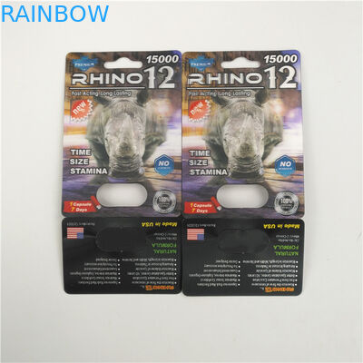 Scatola di presentazione maschio rigida della carta della bolla 3d di rinoceronte 69 della pillola di potenziamento di Rox