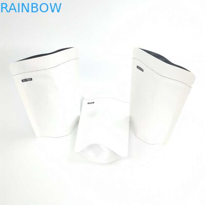 Abitudine 1/8 OZ Logo Size Resealable Aluminum Foil bianco dell'OEM 120 micron di supporto della carta kraft sui sacchetti d'imballaggio
