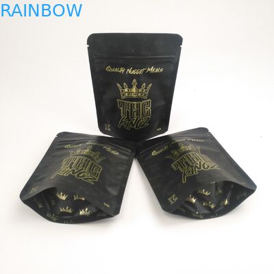 Borsa di erbe di stampa su ordinazione di Mylar dell'imballaggio di Kartom dell'olio di Matte Childproof Gold Foil CBD del sacchetto di 3.5g Cannabies