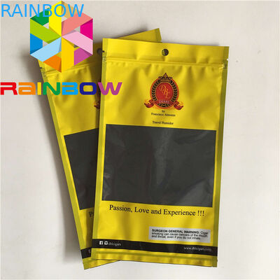 Le tre borse piane risigillabili di Mylar della guarnizione laterale vedono attraverso a sacchetti di umidità del sigaro l'imballaggio di plastica dei sacchetti dell'alimento dell'erbaccia