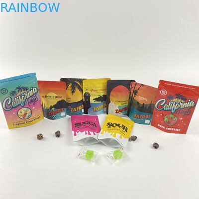 La chiusura lampo su ordinazione della prova del bambino della prova dell'odore dei sacchetti del supporto della stagnola della California 3.5g 7g Mylar su insacca l'imballaggio delle caramelle dei gummies di Cbd