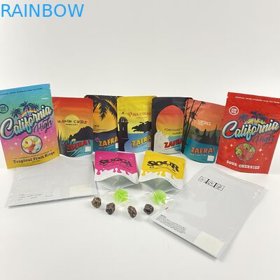 La chiusura lampo su ordinazione della prova del bambino della prova dell'odore dei sacchetti del supporto della stagnola della California 3.5g 7g Mylar su insacca l'imballaggio delle caramelle dei gummies di Cbd
