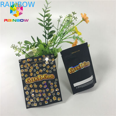 Supporto a chiusura lampo di plastica di abitudine di Mylar sulla metallina del nero dei sacchetti 150mg