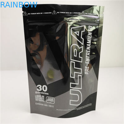 Logo su misura sacchetto diritto di plastica nero lucido di Mylar del di alluminio