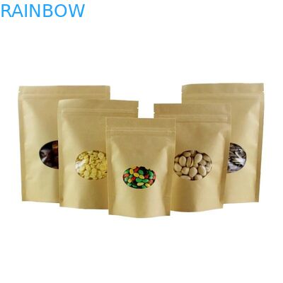 La chiusura lampo di Kraft di sigillamento di stoccaggio dell'alimento sta sul logo su ordinazione del sacchetto