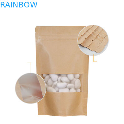 Biodegradabili a chiusura lampo di carta kraft di Brown stanno sul sacchetto con la finestra