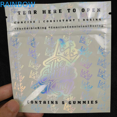 Il lato su ordinazione della plastica tre di Mylar del di alluminio della prova dell'odore di Logo Design Zip Lock Resealable ha sigillato la borsa d'imballaggio dell'ologramma