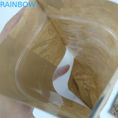 Con il chiaro supporto del commestibile di alta qualità della cima di Mylar della tacca dello strappo della serratura di Front Bags With Zip della finestra su carta kraft i sacchetti insaccano