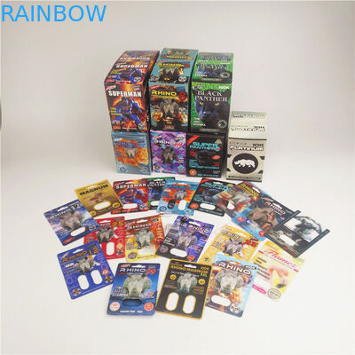 Timbratura calda delle carte di carta della bolla del platino di rinoceronte 10k per la capsula maschio di potenziamento