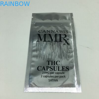 Sacchetti a chiusura lampo piani di alluminio del 1g dell'odore della prova della chiusura lampo di Mylar dell'erbaccia della borsa commestibile brillante della cannabis per polvere