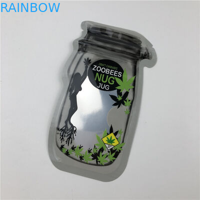 Mason Jar Pouches For CBD semina i sacchetti d'imballaggio dell'irregolare indica della foglia di Gummies THC del fiore di CBD con la chiusura lampo
