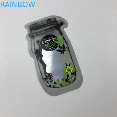 Mason Jar Pouches For CBD semina i sacchetti d'imballaggio dell'irregolare indica della foglia di Gummies THC del fiore di CBD con la chiusura lampo