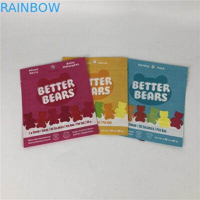 Tre borse d'imballaggio biodegradabili commestibili saldanti a caldo piane del biscotto CBD THC Gummies dello spuntino della guarnizione laterale