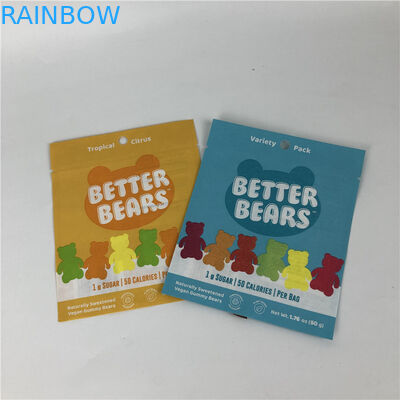 Tre borse d'imballaggio biodegradabili commestibili saldanti a caldo piane del biscotto CBD THC Gummies dello spuntino della guarnizione laterale