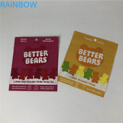 Tre borse d'imballaggio biodegradabili commestibili saldanti a caldo piane del biscotto CBD THC Gummies dello spuntino della guarnizione laterale